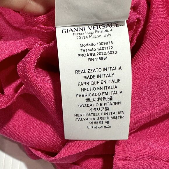 NWT$2,025 Versace Runway Cut Out Stretch Jersey Mini Dress Pink IT 40/ US 4 - Picture 12 of 16